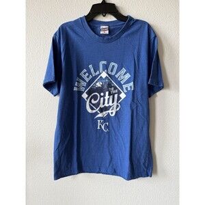 Charlie Hustle Men's Short Sleeve T-Shirt Blue Graphic Print Kansas City Medium